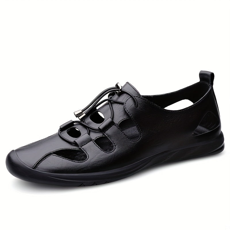 Men's Cut Out Slip On Faux Leather Sandals
