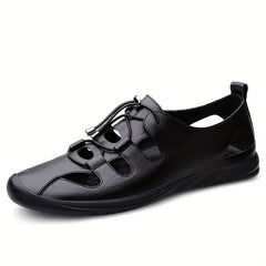 Men's Cut Out Slip On Faux Leather Sandals