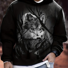 Wolf 3D Print Hoodie Men Graphic Pullover Hooded Sweatshirt