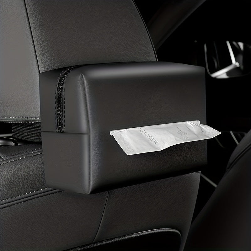 Car Armrest Box Tissue Holder Sun Visor Back Seat PU Leather Mask Holder