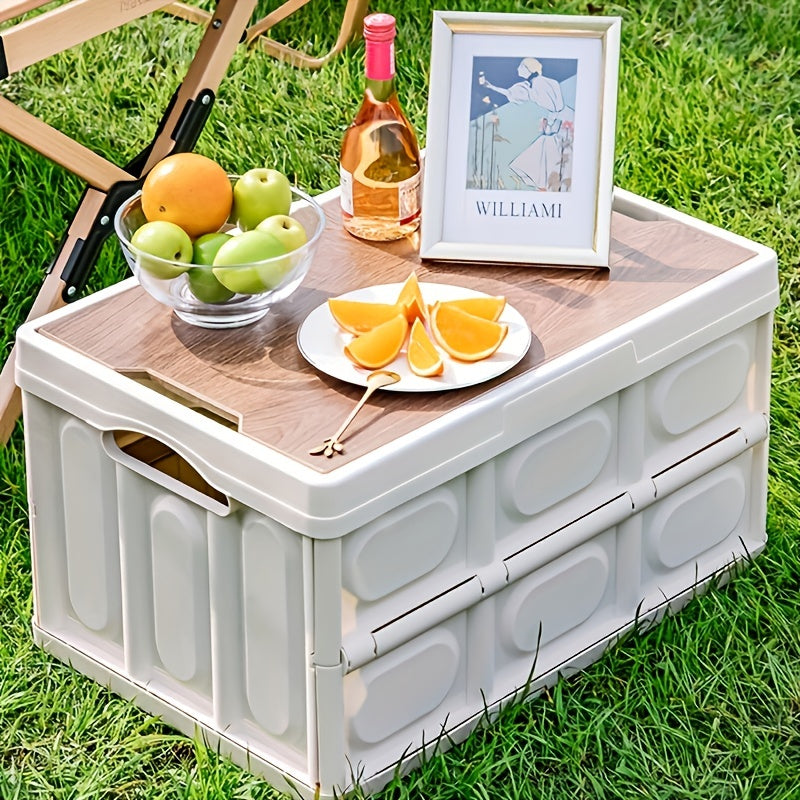 Camping Folding Storage Box Car Trunk Storage Box Wooden Cover