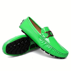 Men's Metallic Decor Loafer Shoes PU Leather Slip On Spring Summer
