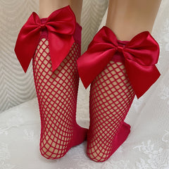 Girls Fishnet Socks with Bow Accessory for Summer