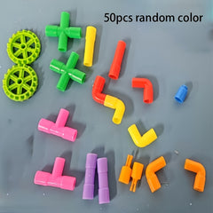 50 Pipe Blocks Water Pipes Creative Educational Toys for Kids