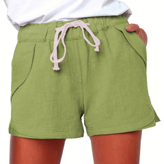 Drawstring Waist Solid Shorts High Waist Casual Shorts