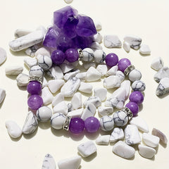 2pcs Amethyst Bracelet Pine Stone Beaded Hand String for Courage