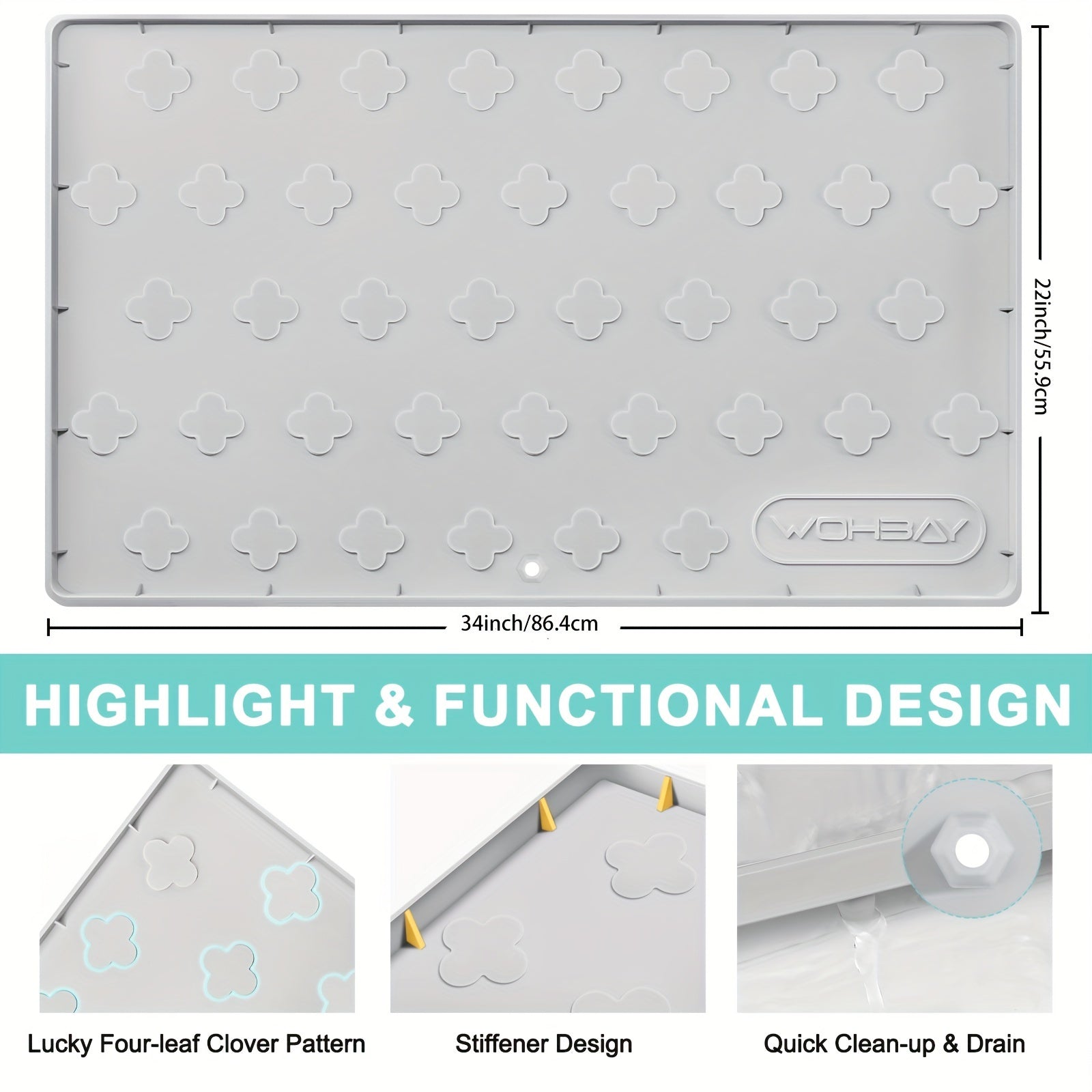 Waterproof Under Sink Mat 34 X 22 Silicone Drip Tray Liner for Kitchen Bathroom