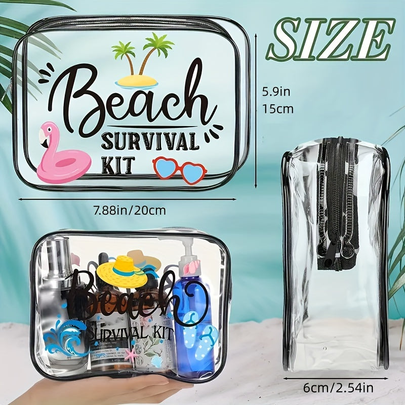 Clear Toiletry Bag Waterproof PVC Hello Summer Theme Beach Bag For Men And Women