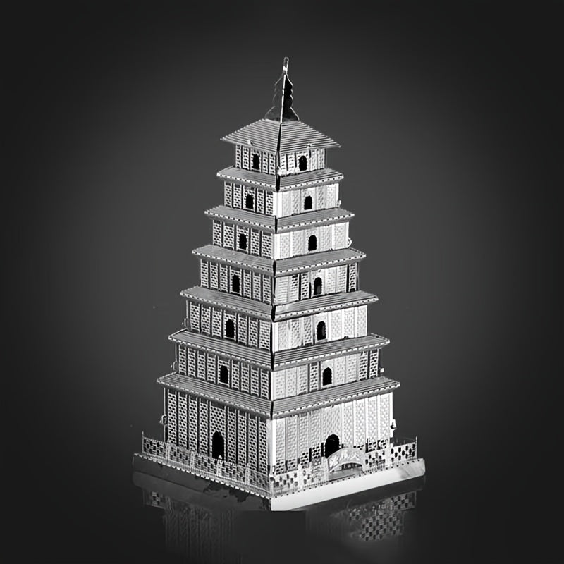 3D Metal Puzzle Ancient Pagoda & Lotus Flower Model Kit