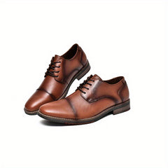 Men's Cap Toe Derby Shoes Lace up Front Dress Shoes For Men Office Business