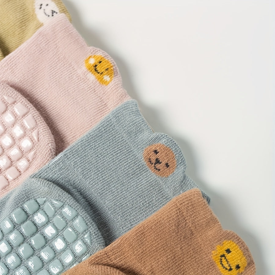 5 Pairs Kids Cartoon Anti-skid Socks, Soft Breathable Toddlers Socks