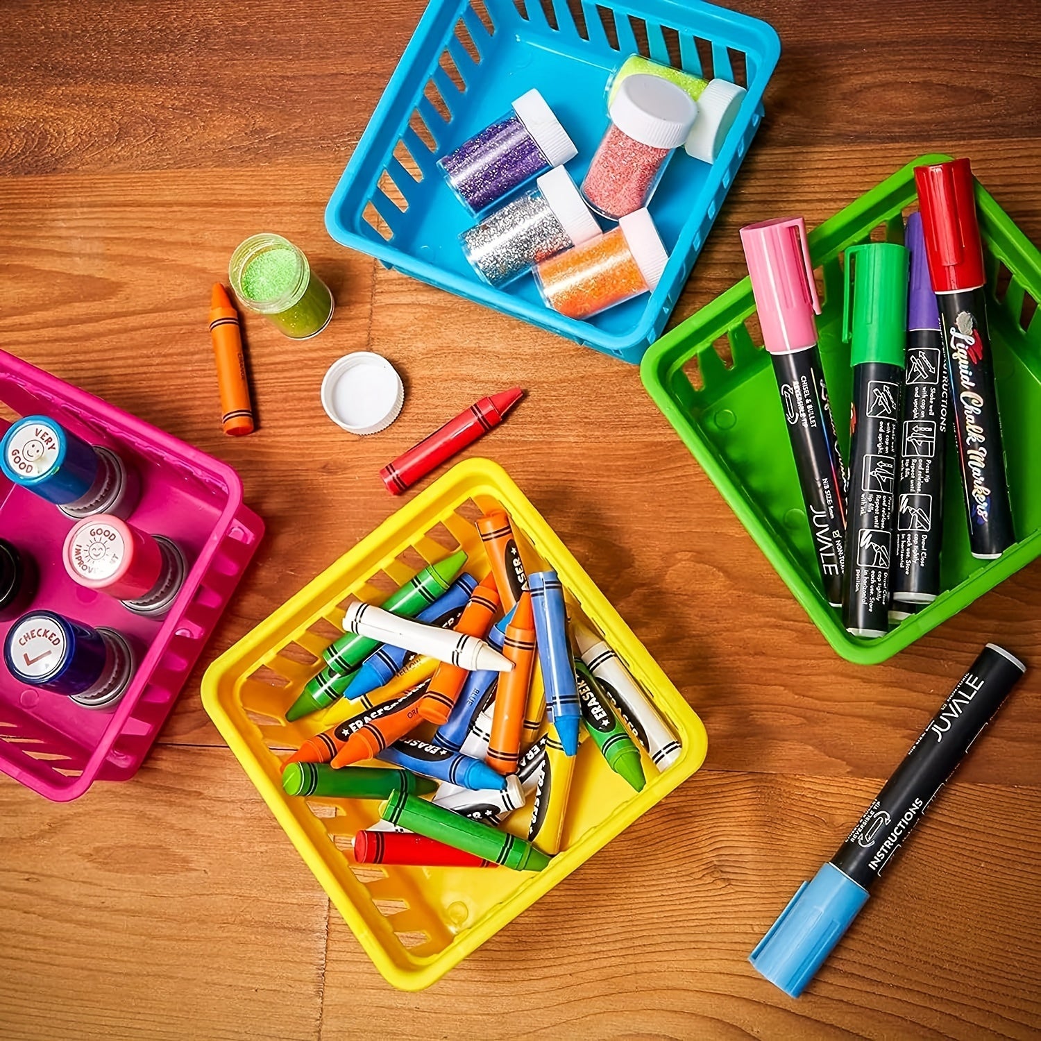 6pcs Colorful Classroom Storage Basket for Pencils and Stationery