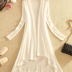 Hollow Out Open Front Cover Up Long Sleeve Beach Cardigan