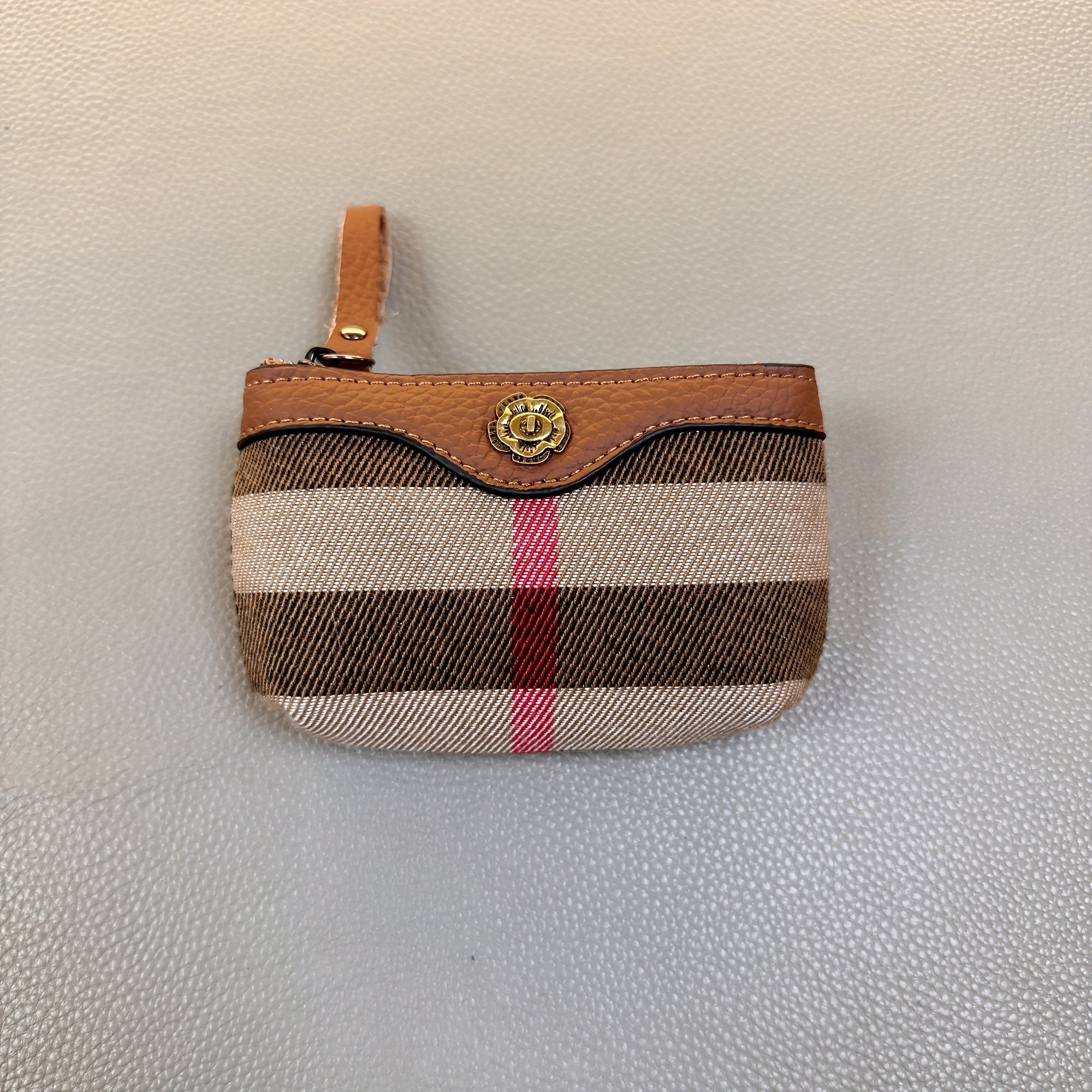 Stylish Plaid Zipper Coin Purse & Wallet for Women with Keychain