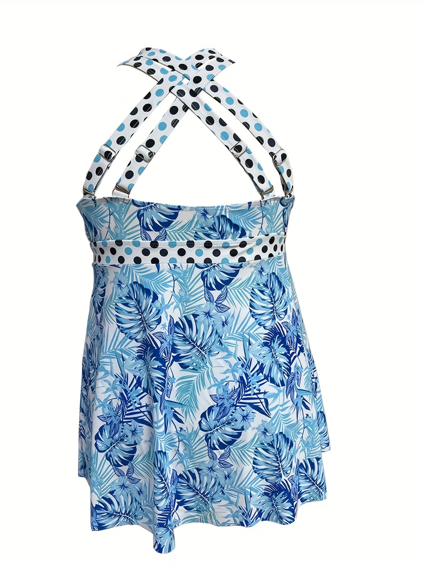 Tropical & Polka Dot Print Tankini Set
