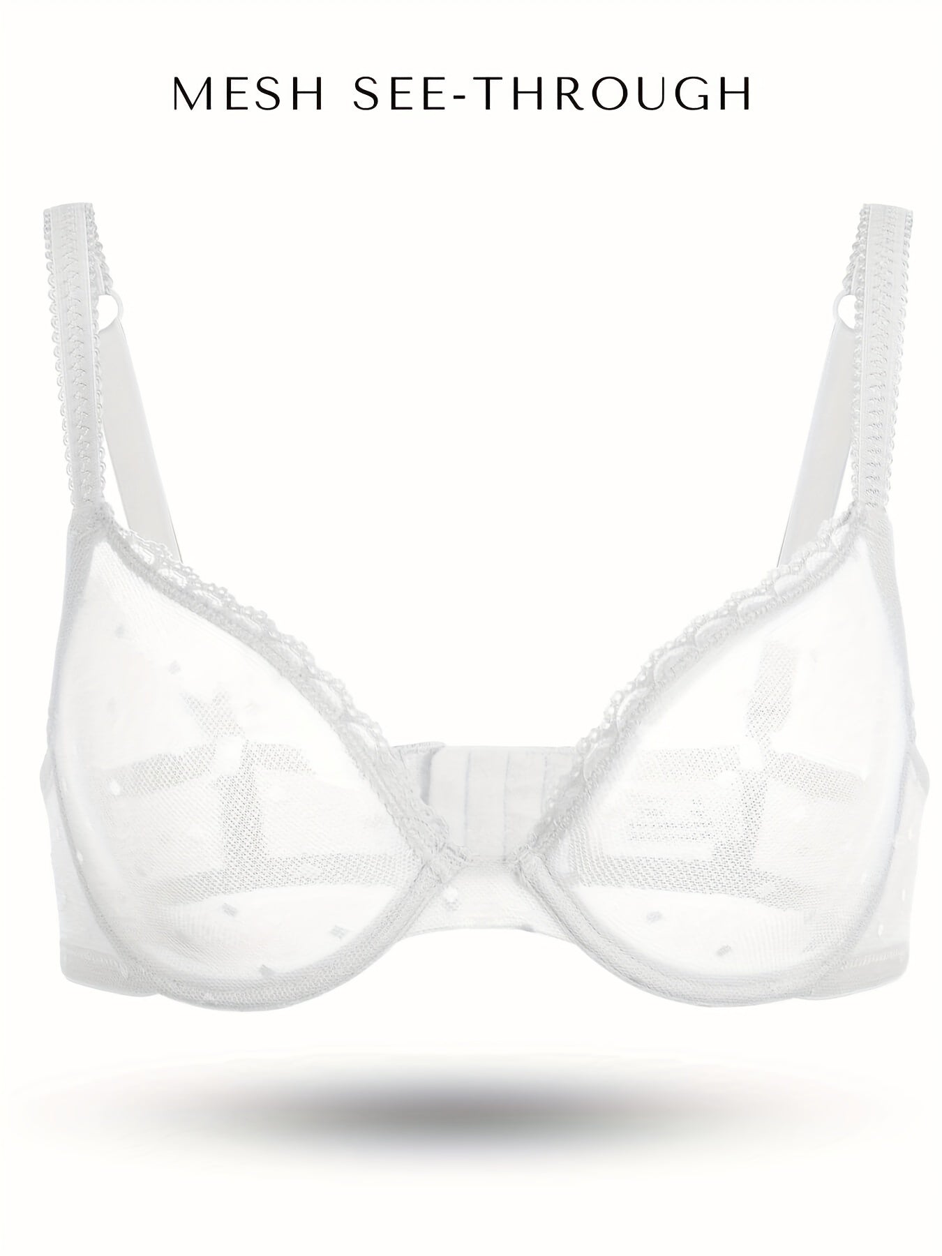Sexy Bra Women's Plus Dot Print See through Mesh Underwire Push Up Bra