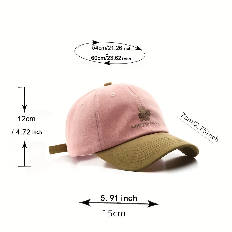 Lucky Clover Embroidery Baseball Cap Cotton Block Casual Dad Hats Packable