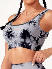 Plus Size Tie Dye Wireless Racer Back Sporty Bra