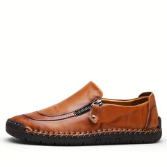 Men's Side Zipper Loafer Shoes Non-slip Slip On Spring Summer