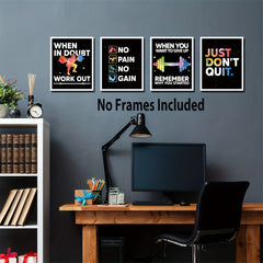 Gym Wall Art Set of 6: Inspirational Workout Room Poster