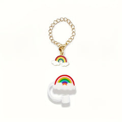 2pcs Daisy Rainbow Chain Charm And Straw Tip Cover Set For Tumbler Water Cup
