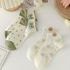 5 Pairs Floral & Bunny Print Socks Women's Stockings