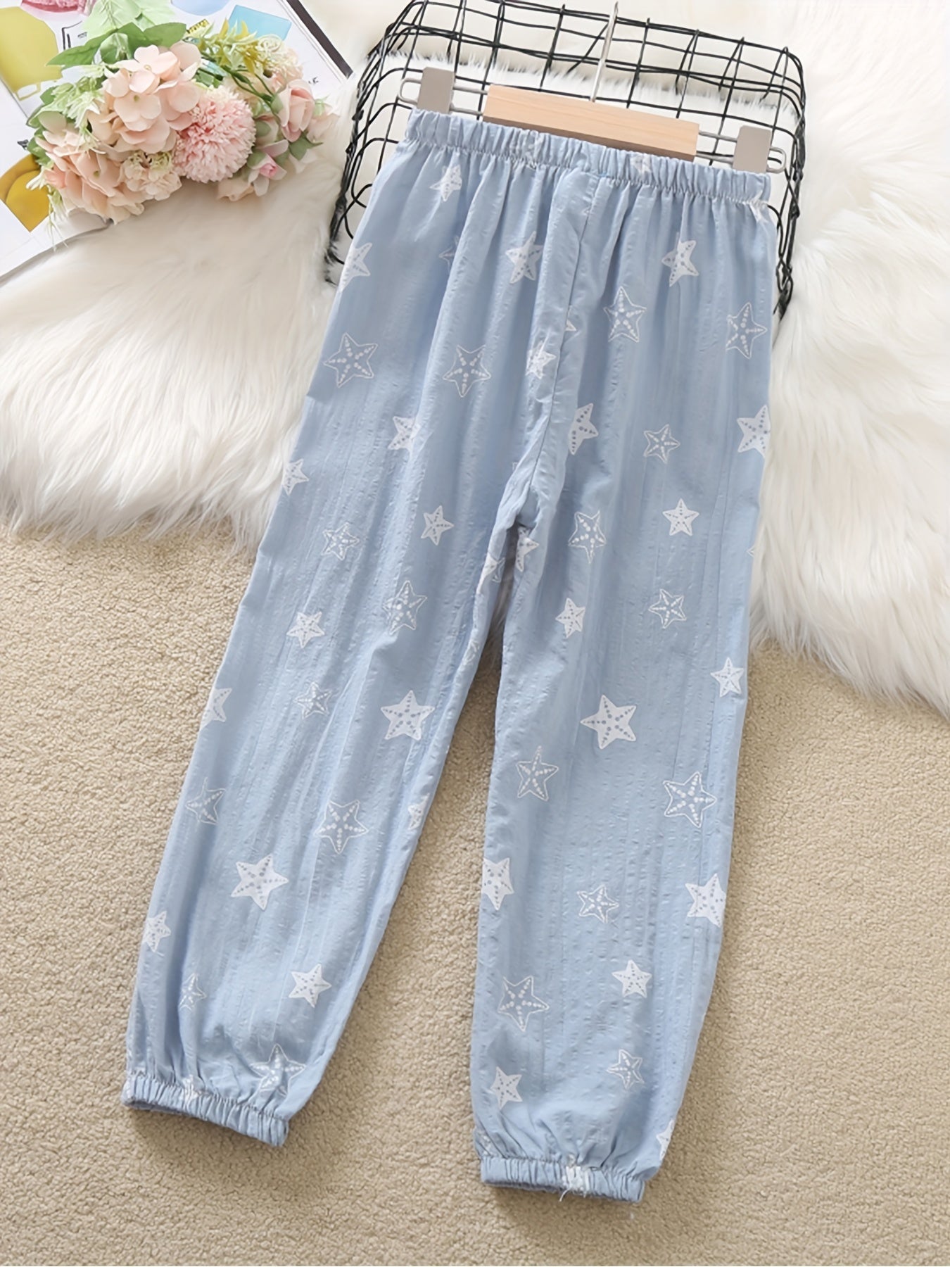 Girls' Stars Graphic Baggy Fit Casual Joggers