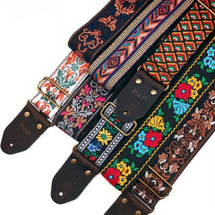 Adjustable Guitar Strap with Embroidered Design