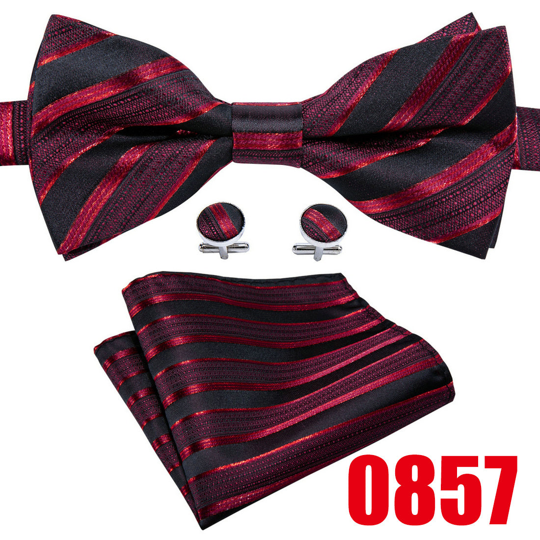 Barry Wang Men's Plaid Stripe Bow Tie Adjustable Pre-Tie Satin Formal Casual