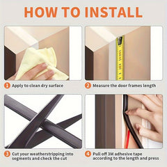 Self-Adhesive Weather Stripping Door Seal - Soundproof D-Shape - 6-15 Meters