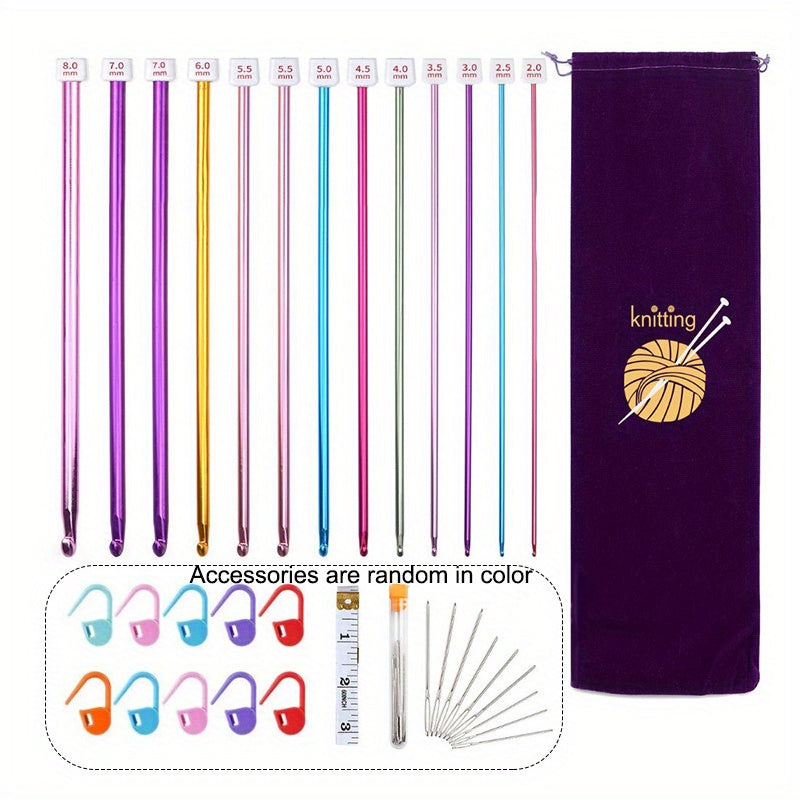 Aluminum Crochet Hooks Set 2.0-8.0mm Multicolor Tunisian Metal Crochet Kit
