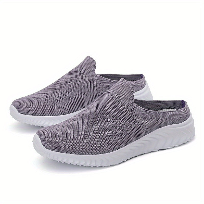 Women's Knit Mule Sneakers Breathable Lightweight Slip On Shoes