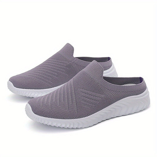 Women's Knit Mule Sneakers Breathable Lightweight Slip On Shoes