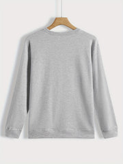 Leopard Heart Print Pullover Sweatshirt for Women