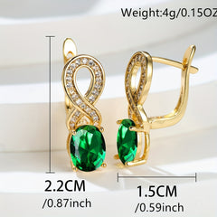 Purple Zircon Inlay Earrings for Women Wedding Dangle Jewelry