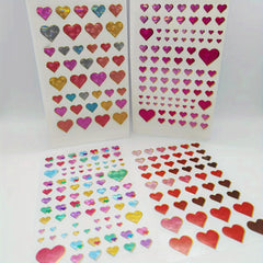 4 Sheets Laser Heart 3D Stickers - Dynamic Heart Theme