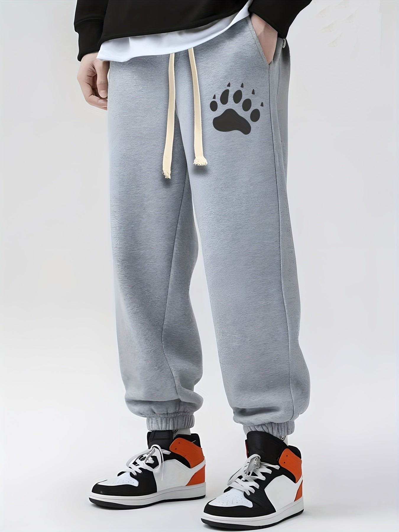 Paw Print Drawstring Sweatpants Men's Casual Pants Spring Summer Wear