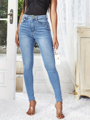 Sexy Water Ripple Embossed Skinny Denim Pants
