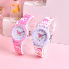 2pcs Pony Strap Watch Set for Girls - Cute Cartoon Design