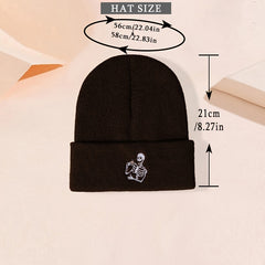 Women Embroidery Skull Knit Hat Woolen Hat Man Unisex Hip hop Cap