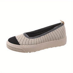 Women's Breathable Knit Platform Shoes Slip On Flat Comfortable Lightweight