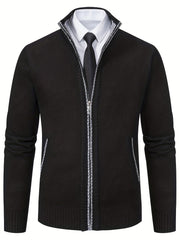 Men's Thermal Zip Up Jacket Stand up Collar Cardigan