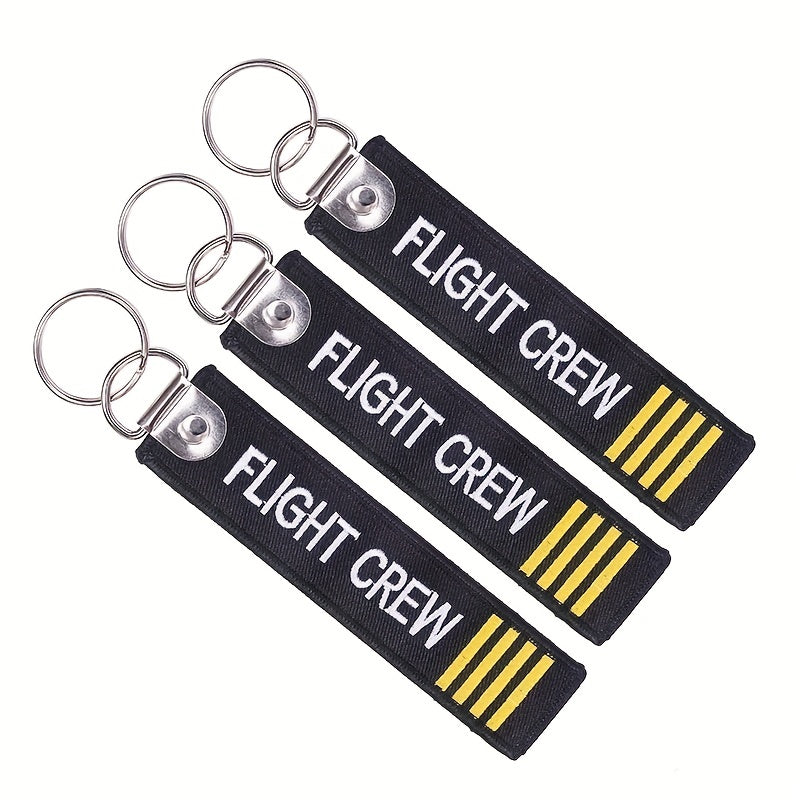 Embroidery FLIGHT CREW Key Chain Set for Men - Aviation Gift