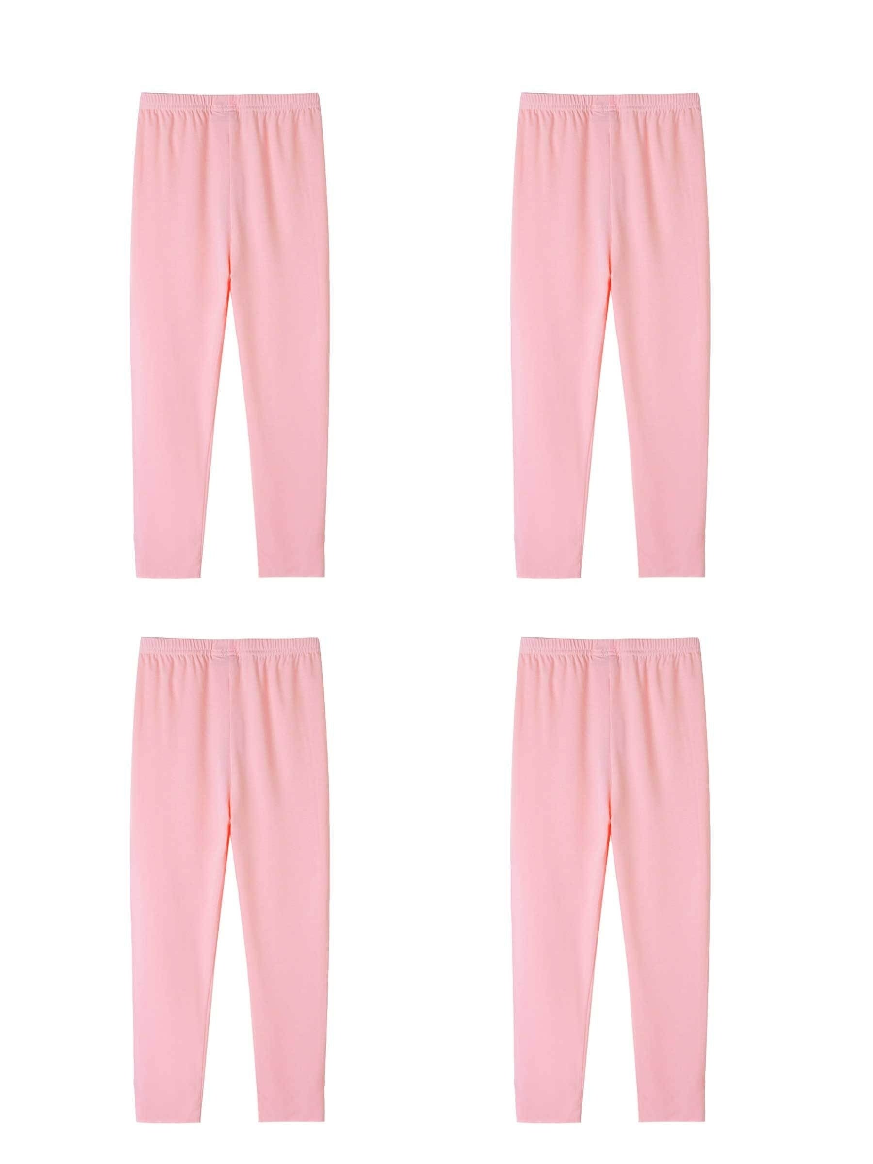 4 Pack Girls Basic Leggings Ankle Length Tights Pants