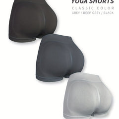 Seamless Hip Lifting Yoga Sports Shorts Solid Workout Biker Shorts