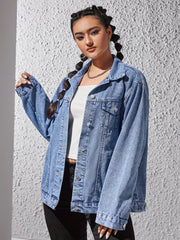 Retro Denim Jacket Women's Long Sleeve Button Up