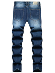 Slim Fit Vintage Ripped Jeans Men Casual Street Style Denim Pants