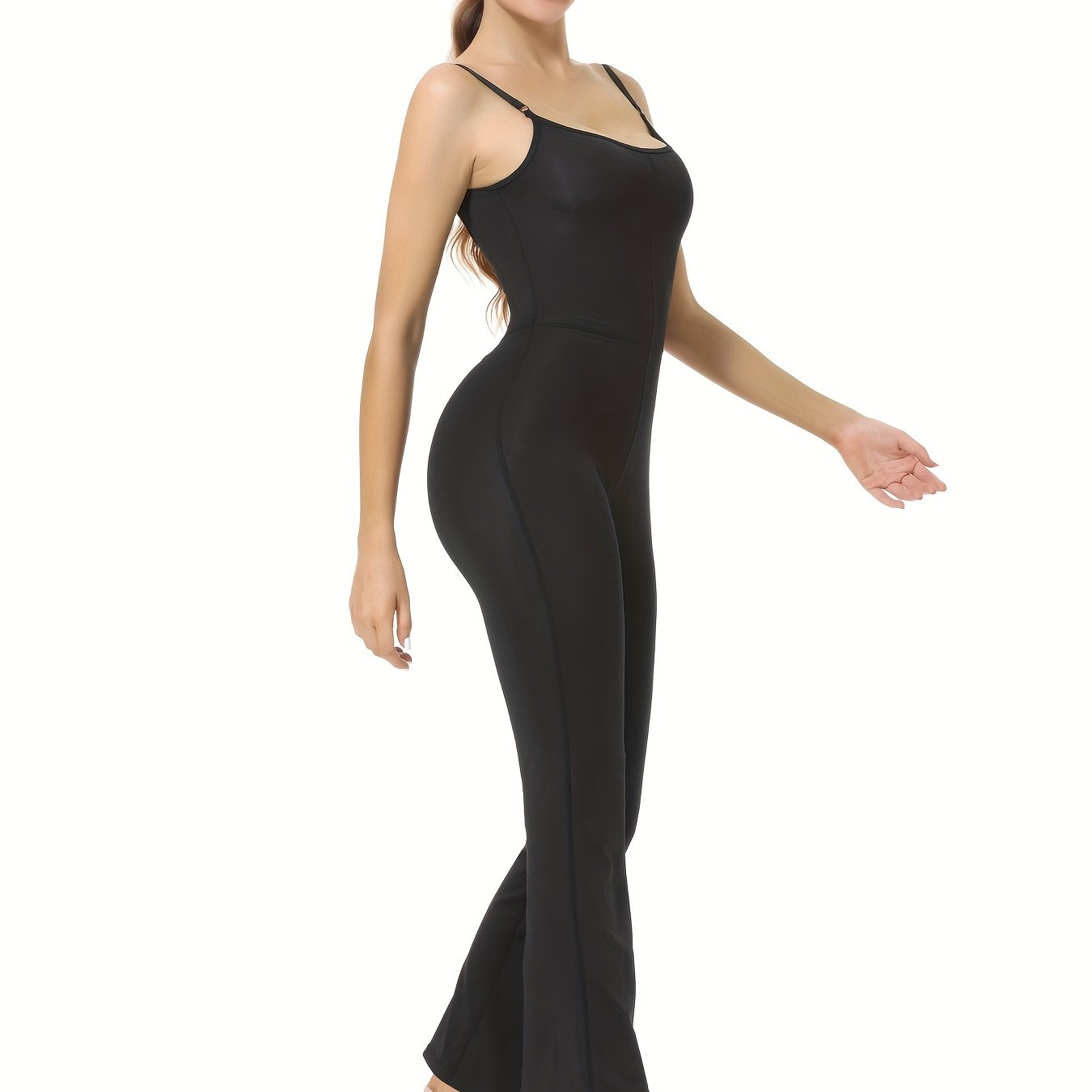 Women's Spaghetti Strap Flare Jumpsuit Bodycon Bodysuit