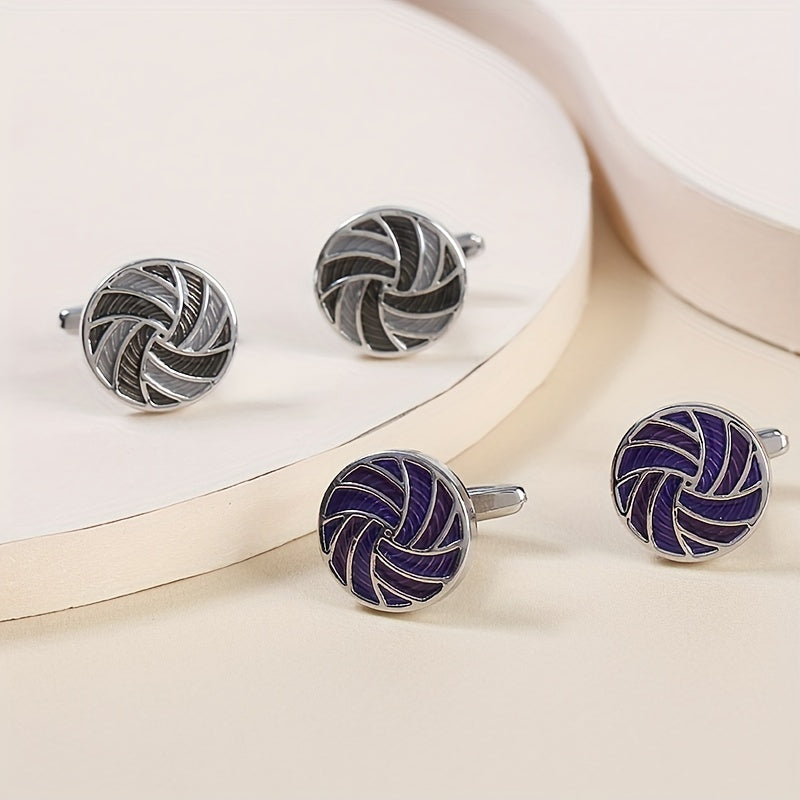 Round Gradient Drip Oil French Cufflinks Men's Shirt Suit Cuff Nails
