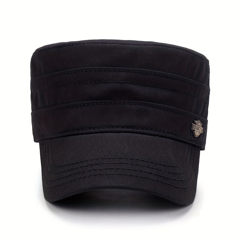 Iron Label Flat Top Hat Shield Label Hat